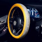 O-Shaped Yellow Rhinestone Bling Steering Wheel Cover