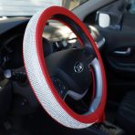 O-Shaped Red Rhinestone Bling Steering Wheel Cover