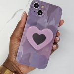 Purple Oil Painting Mirror Stand Holder Phone Case