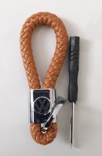 Hand-woven Branded Leather Car Key Holder - Image 2