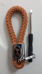Hand-woven Branded Leather Car Key Holder - Image 5