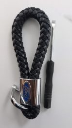 Hand-woven Branded Leather Car Key Holder - Image 8