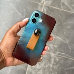iPhone 16 Blue-brown Bead Ring Buckle Case