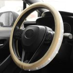 O-Shaped Beige Rhinestone Steering Wheel Cover