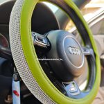 O-Shaped Lime Green Rhinestone Bling Steering Wheel Cover