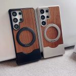 Walnut Wood Metal Armor Rotating Magsafe