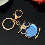 Golden Crystal Owl Keychain