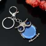 Silver Crystal Owl Keychain