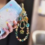 Golden Green Crystal Phone Charm