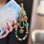 Golden Green Crystal Phone Charm