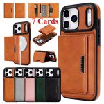 Magnetic Leather Wallet Case- 7 Slots Card