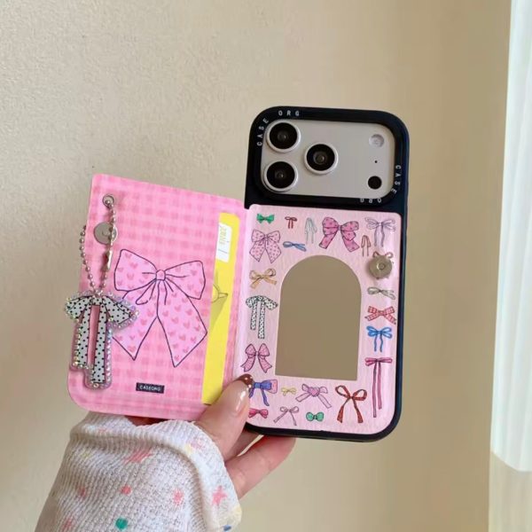 Pink Bow Card Mirror Case