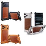 Oatsbasf Leather Kickstand Frameless Case-17 Pro Max