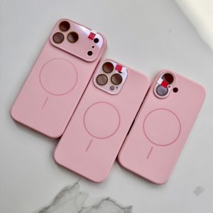Magnetic Lens Protection Silicone Case-Pink