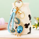 Blue Crab Rhinestone Keychain
