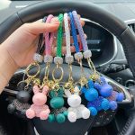 Braided Bunny Glitter Keychain