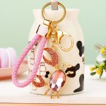 Pink Crab Rhinestone Keychain