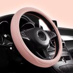 O-Shaped Pink- PU Leather Perforated Patchwork Steering Wheel Cover