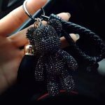 Black Rhinestone Bear Keychain