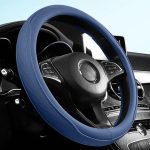 O-Shaped Blue-PU Leather Perforated Patchwork Steering Wheel Cover