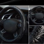 Premium Black O-Shaped Crocodile Leather Steering Wheel Cover