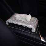 White Crystal Rhinestone Car Tissue Box