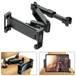 Universal Car Headrest Tablet Holder, 360° Rotating Adjustable Car Backseat Mount Stand with Foldable Extension Arm, Travel Road Trip Bracket Compatible with 5-12.9" iPad Pro/Air/Mini, Surface, Galaxy Tabs, and iPhones