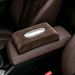 Brown Sued Car Tissue Box
