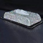 White- Rhinestone Car Tissue Box