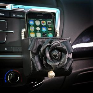 Black Flower Air Vent Car Storage Box