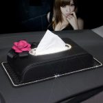 Pink Flower Car Tissue Box