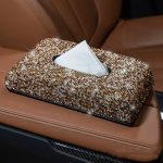 Gold- Rhinestone Car Tissue Box