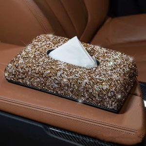 Gold- Rhinestone Car Tissue Box