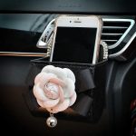 White Flower Air Vent Car Storage Box
