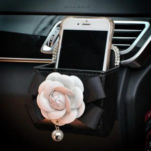 White Flower Air Vent Car Storage Box