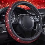 O-Shaped Black Red Rhinestone Bling Steering Wheel Cover