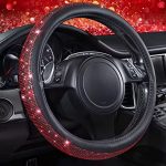 O-Shaped Black Red Rhinestone Bling Steering Wheel Cover