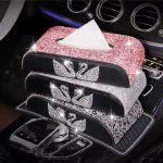 Double Swan Rhinestone Car Tissue Box
