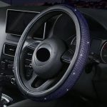 O-Shaped Blue Black Rhinestone Bling Steering Wheel Cover