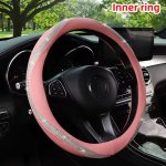 Wavey Pink Rhinestone Steering Wheel Cover