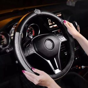 Royal Crown Steering Wheel Cover With Crystal Accent