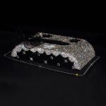 Silver Bow Crystal Rhinestone Car Tissue Box