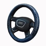 Premium Blue O-Shaped Crocodile Leather Steering Wheel Cover