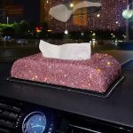 Pink- Rhinestone Car Tissue Box