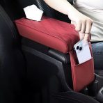 Burgundy Cushion Car Armrest with Tissue Box & Storage