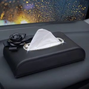 Black Flower Car Tissue Box