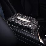 Black Crystal Rhinestone Car Tissue Box