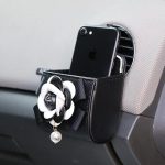 Black White Flower Air Vent Car Storage Box