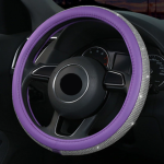 O-Shaped Purple Rhinestone Bling Steering Wheel Cover