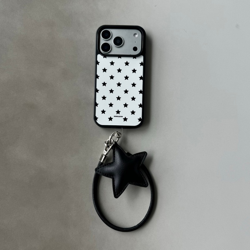 1613852601-546649073 Black Star Phone Case With Wrist Strap - Image 1
